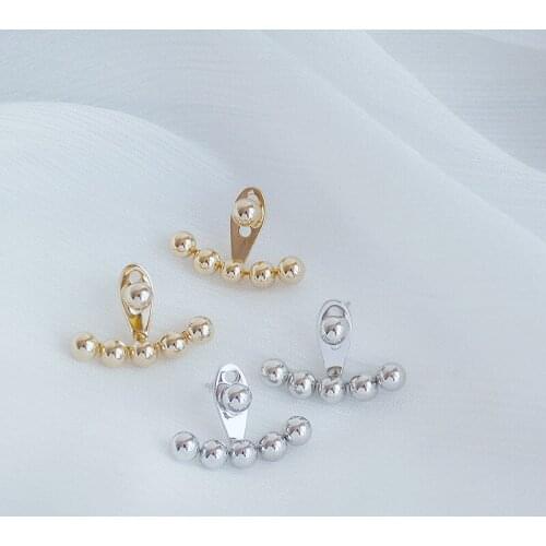 14K Gold Plated Beads Stud Earrings for Women Simple Style Pearl Earrings