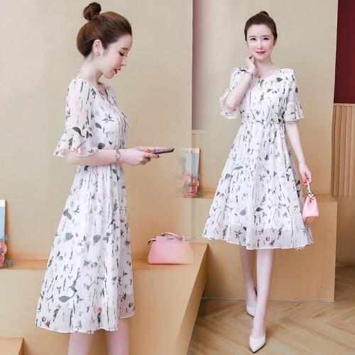 Women Chiffon Floral plus size XL-5XL dress XXXL 3XL XXXXL 4XL XXXXXL party Cocktail holiday beach dress clothes for 100KG woman