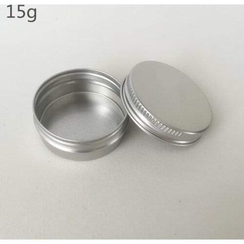 100pcs/lot 15g aluminium cream jars with screw lid,cosmetic case jar,aluminum tins, aluminum lip balm container