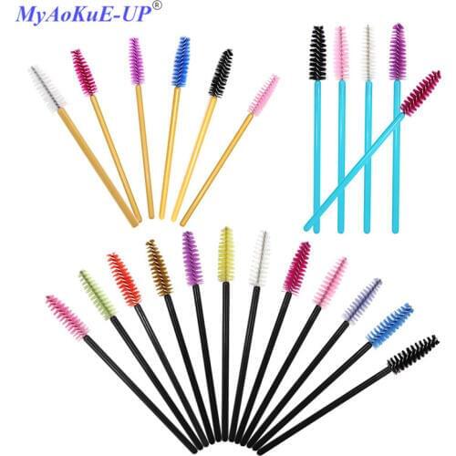 100 pcs/lot Nylon Disposable Mascara Wands Lashes Brushes Makeup Brushes Eyelash Extension Tools One-off Make Up Brushes