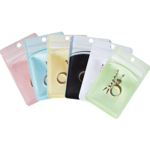 100PCS Small Ziplock Clear Front Food Packaging Bags Hang Hole Reclosable Zip Lock Package Pouches for Food Candy Sundries