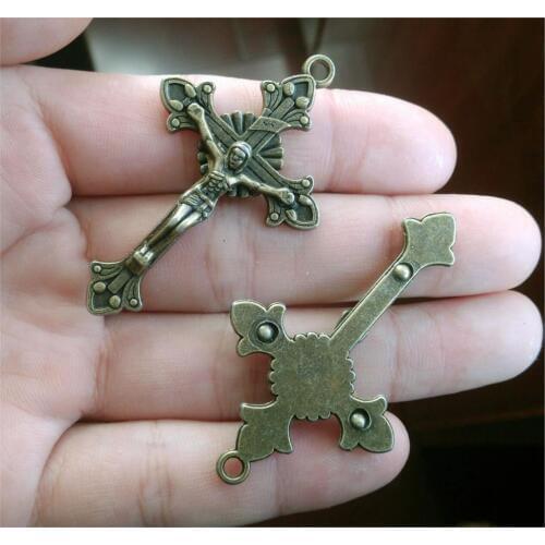 15Pcs Bronze Cross Crucifixion 54*33mm DIY Retro Jewelry Bracelet Necklace pendant Free Shipping