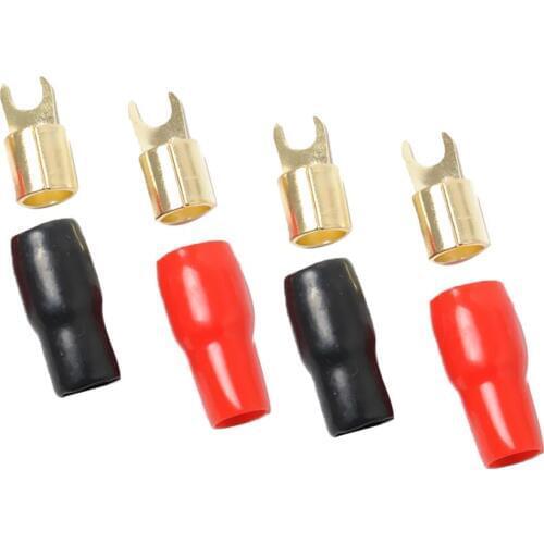 2 Pairs 4 AWG Power Ground Wire Connectors Assortment Crimp Fork Terminals