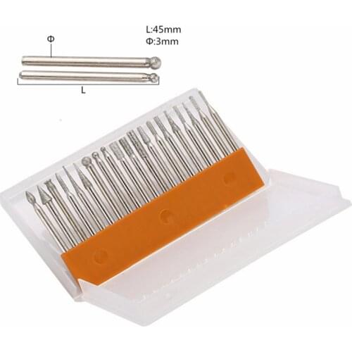 20Pcs Diamond Grinding Head Diamond Coated Cylindrical Grinding Drill DIY Polishing And Engraving Tool Packing Box