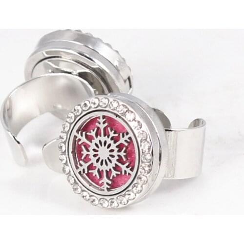 2018 New 20mm Snowflake Round Aromatherapy/Essential Oil Diffuser Perfume Locket Rings