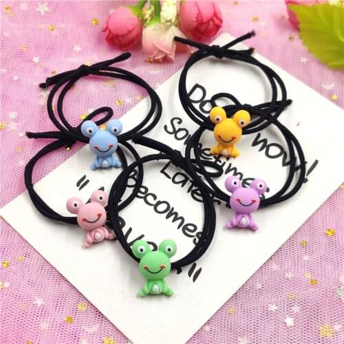 5PCS Lovely Frog Elastic Hair Bands Toys For Girls Handmade Bow Headband Scrunchy Kids Hair Accessories For Womens