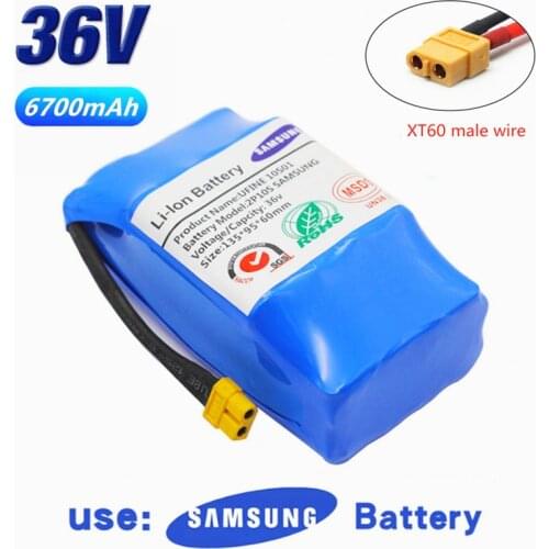 10S2P 36V Battery Pack 6700mAh 6Ah Rechargeable Lithium Ion Battery for Electric Self Balancing Scooter HoverBoard Unicycle
