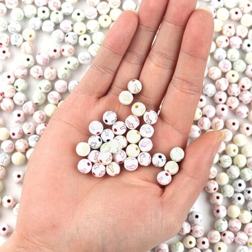 Acrylic Round Carved Cross Beads Color Pattern Round Ball Small Hole Bead Bracelet Necklace Accessories