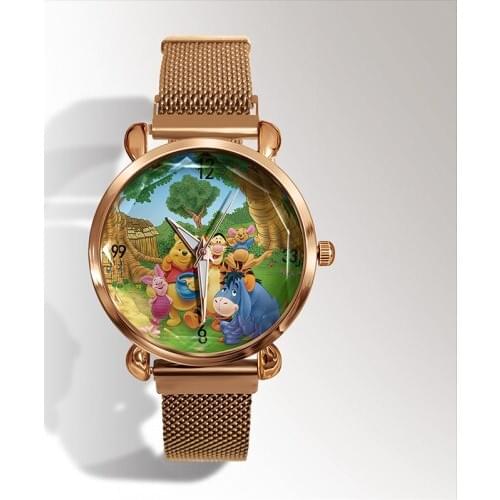 Часы Newest Women Fashion Luxury Brand Bear Watch Magnet Buckle Mesh Band Quartz Watches bracelet lover watches Girl Boy Gift