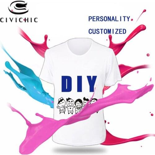 CIVI CHIC Personalized Man DIY Printing T Shirt Woman O Neck Plus Size Tops Tee Couples Customized T-shirt Solid Clothing WST111