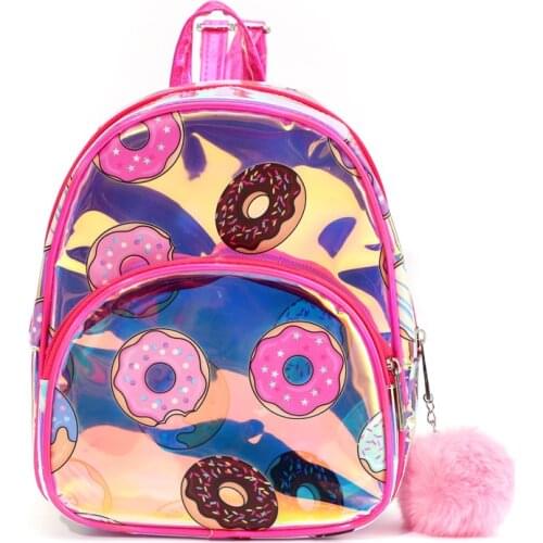 Kids Mini Backpack Purse Cute Doughnut Clear School Bags for Kindergarten Baby Girl PVC Laser School Backpack Mochila