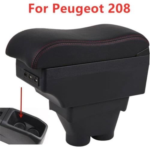 For Peugeot 208 Armrest Box For Peugeot 208 2012-2018 Car Central Armrest Storage Box modification accessories