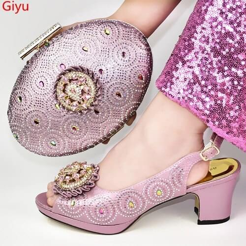 Doershow new African Women Matching Italian Design Shoe and Bag Set for Wedding Italian Shoes with Matching Bag Italy!SXD1-11