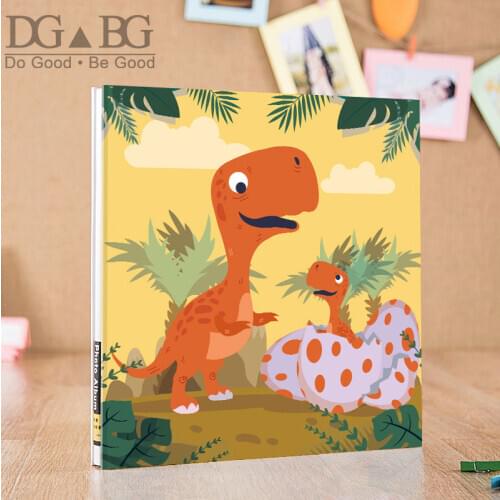Hand Made DIY Albums Holds 3X5 4X6 5X7 6X8 8X10inch Photos Magnetic Self-Stick Page Photo Album dinosaur Baby Album