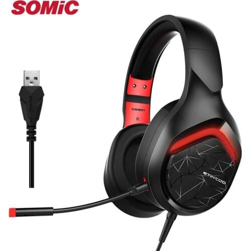 Somic GS301 Gaming Headphones Stereo Wired With Detachble Mic Voice Isolation For Laptop Computer Gamer Bass Effect 7.1 Version