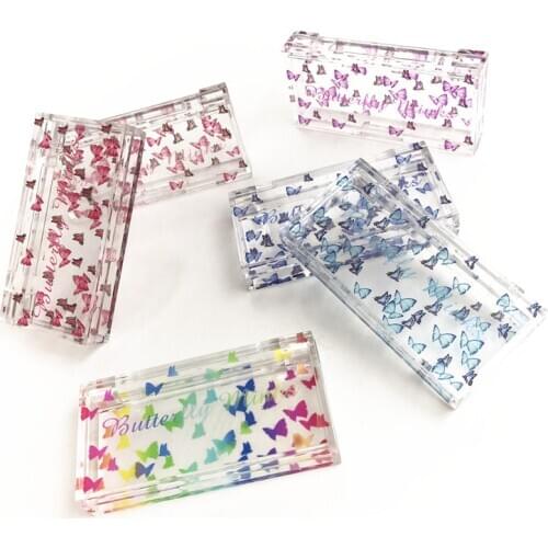 NEW 10/20/50pcs wholesale price eyelash packaging box lash boxes packaging 3D mink lashes butterfly print Acrylic empty case