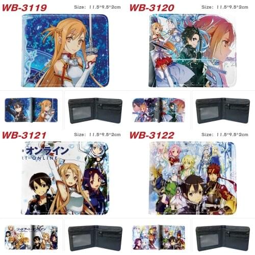 Anime Sword Art Online SAO PU Wallet Teenager Mens Bifold Cosplay Photo Card Holder Boys Girls Leather Casual Purses Gifts