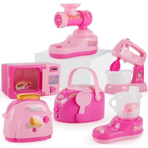 Mini Analog Kitchen Kawaii Electrical Toy Pink Glowing Sound Washing Machine Educational Girl Play House Role Playing Toy Gift