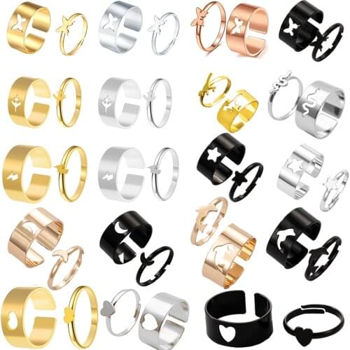 Lightning Ring for Women 3D Aircraft Open Ring Moon Crescent Star Rings Butterfly Ring Snake Ring Men Couple Friendship Rings