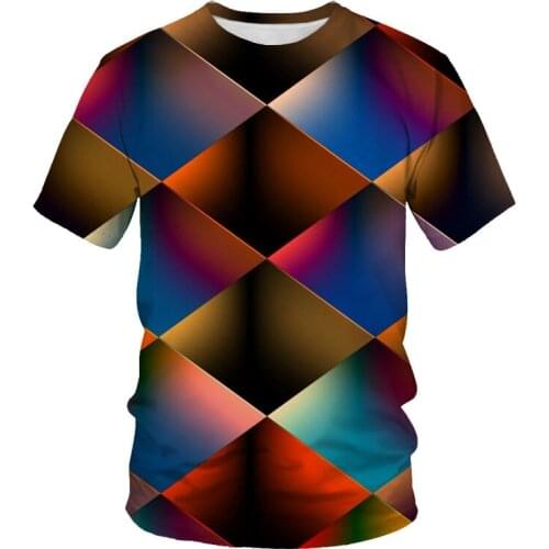 2021 summer hot sale mens and womens T-shirt fashion 3D printing geometric pattern casual sports breathable T-shirt