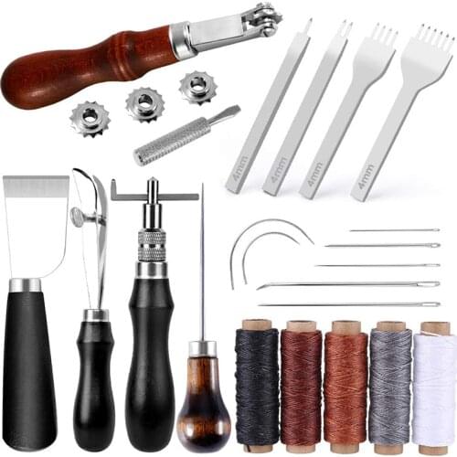 Leather Sewing Kit Leather Waxed Thread Leather Needle and Stitching Punch Leather Groover Tool Craft Tools Cut Accessories