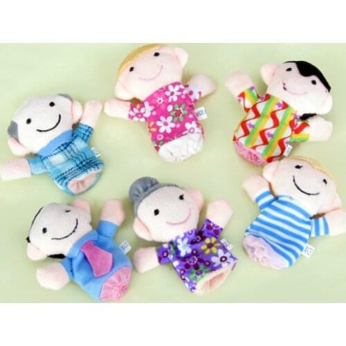 6pcs Finger Puppet family people Set Soft toy learn play story Boy Girl mom dad