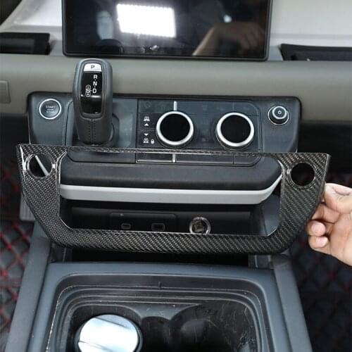 Real Carbon Fiber Car Center Console Air Conditioning Mode Button Frame Stickers For Land Rover Defender 110 2020-2022