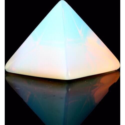 Natural Stone Carved Opalite Opal Pyramid Symbol Rose quartzs Point Chakra Healing Reiki Crystal Free pouch