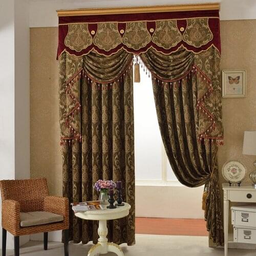 New European Classical Light Luxury Curtain Jacquard Printed Chenille Curtains for Living Room Bedroom High Shading Curtain