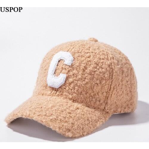 USPOP 2021 New Winter Caps Women Baseball Cap Lamb Wool Baseball Caps