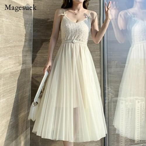 New Mesh Lace V Neck Maxi Dress for Women Summer Sexy Sleeveless Party Dress Floral A Line High Waist Long Dresses Robe 14881