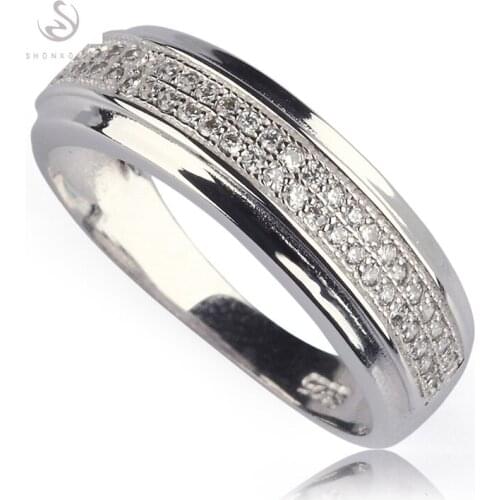 SHUNXUNZE Shinning Wedding rings Jewelry for womens clothing accessories White Cubic Zirconia Rhodium Plated R3259 size 6 7 8 9