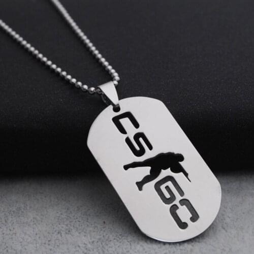 10pcs GO Counter-Strike Logo Symbol Necklace Round Global Offensive Necklace Stainless Steel Anime Game CS Logo Necklace jewelry