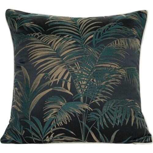 Luxury Green Leaf Pattern Cushion Cover Decorative Pillows Throw Pillow Case Soft Polyester Cushion Cases Housse De Cusions Dec