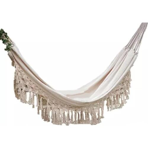 Deluxe Double Hammock Swing Chair New Large 2 Person Hammock Boho 2x1.5m Brazilian Macrame Fringed Indoor Hanging Swing jlrr
