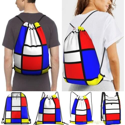 Mondrian(2) Men Purpose Drawstring Backpack Bags Women Outdoor Travel Backpacks Gym Training Swimming Fitness Bag