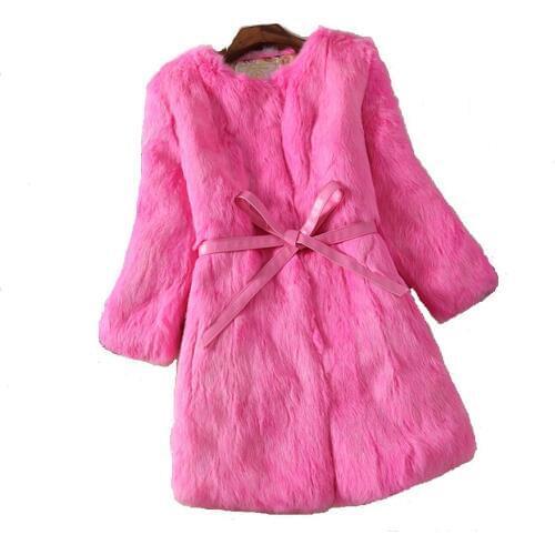 Autumn and winter new 2018 slim long womens full pelt rabbit fur coat outerwear women jacket plus size G28