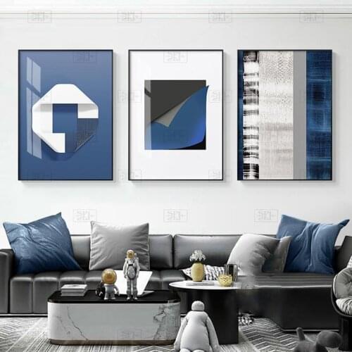 Modern Blue and White Canvas Painting Posters and Print Nordic Women Wall Art Home Decoration Pictures for Living Room Bedroom