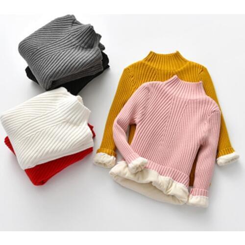 Special Offer Baby Boy Girl Top Sweater Childrens Core-spun Thick Velvet Knitwear Kids Turtle Neck Long Sleeve Pullover Clothes