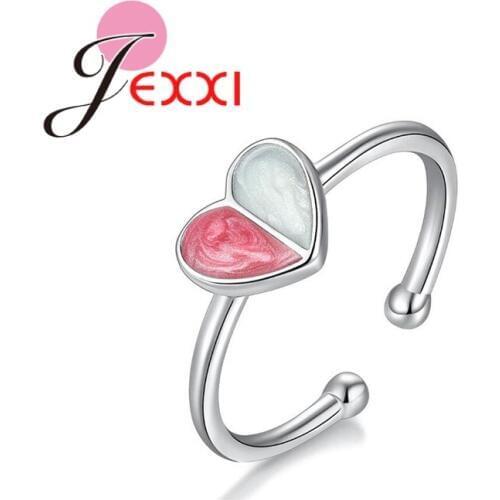 Special Lovely Gifts For Girlfriend Birthday Adjustable Opening 925 Sterling Silver Rings with Heart Design Women Wedding