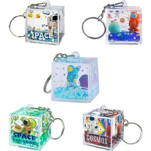 Mysterious Space Astronaut Quicksand Keychain Dynamic Confetti Flash Multifunction Bags Decoration