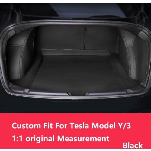 Tesla Model 3 Y Custom Fit Trunk Mat Car Interior Accessories Durable Leather Carpet For Tesla Trunk Mat Black