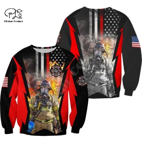 PLstar Cosmos Amazing USA Firefighter Fireman 3D Print Hoodies Sweatshirts Zip Hooded For Men And Women Casual Streetwear Q27