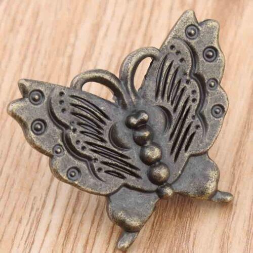Vintage style cartoon knobs bronze butterfly children room drawer shoe cabinet knobs pulls antique brass dresser door handles