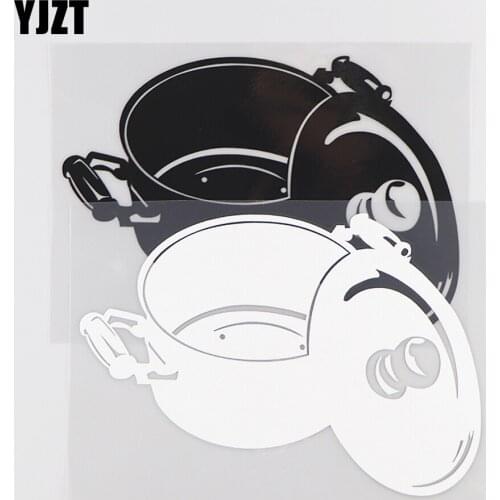 YJZT 14.5×10.1CM Fun Kitchen Pot Pattern Vinyl Decal Personalized Car Styling Sticker Black/Silver 20D-0159