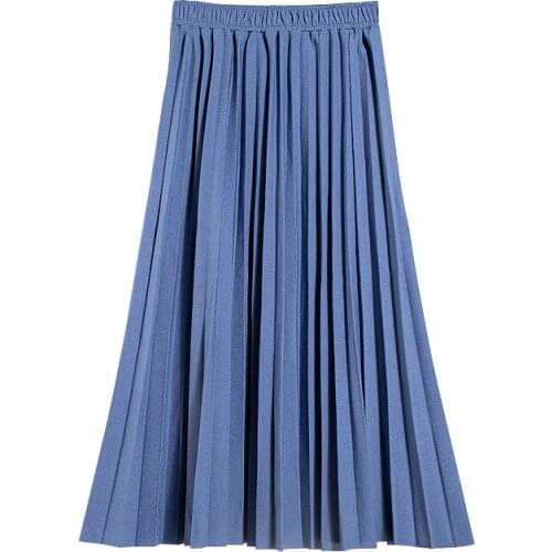 Women Vintage Skirt New Fashion Elastic High Waist Pleated Leisure Retro Skirt Female Streetwear Clothes