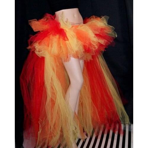 Orange Swallow tail Dance Custome Fluffy Girl Women Tutu Skirts Ball Gown Photo T-show Tulle Skirt Birthday Party Clothes Dress