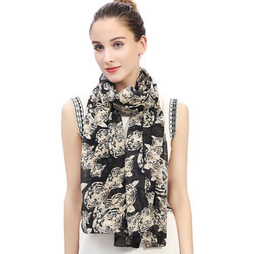 Tiger Animal Print Womens Scarf Shawl Wrap Soft Lightweight for All Seasons