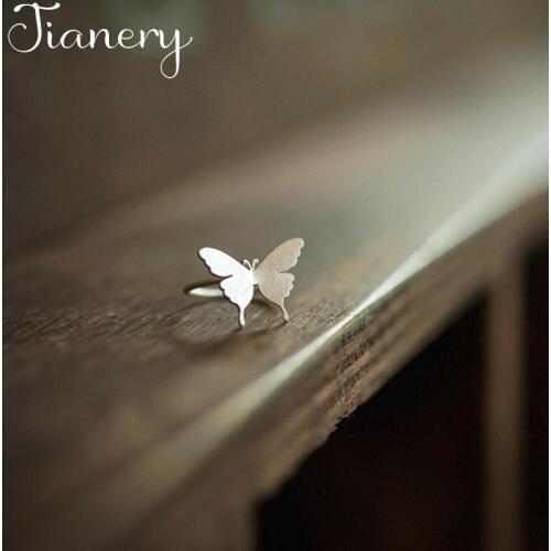 JIANERY Fashion Trendy Silver Color Butterfly Rings For Women Vintage Large Finger Rings Girls Christmas Gifts