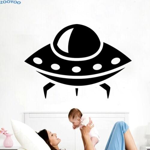 ZOOYOO Alien Space Wall Stickers UFO Home Decor Wall Decals For Children Removable Decoration For Kids Bedroom Nursery